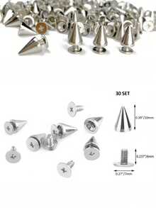 30PCS Screwback Cone Spikes Rivets For Clothing Shoes Bags Punk Goth DIY