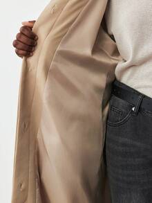 Maija Women's Solid Color Raglan Sleeve Belted Casual Trench Coat - Brown - View 9