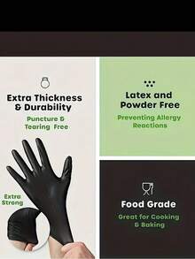50/100 st. engångshandskar slitstarka hushållsrengöringshandskar vattentäta för köksrengöring tatuering hårfärg husdjursvård skönhetssalong rengöringsmedel hemverktyg ingen låda - Svart - Visa 4