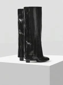 Mnmlis Bốt cao gót mũi nhọn bằng da thời trang dành cho nữ SHARK BOOTS - màu đen - Xem 10