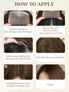 Tóc giả 3,1*4,7 inch dành cho nữ, tóc thật 100%, màu #2#, tóc thật màu nâu sẫm, dành cho tóc rụng hoặc tóc mỏng, tóc giả da đầu bằng ren, kẹp tóc giả, kẹp tóc hoa - S2 - Xem 4