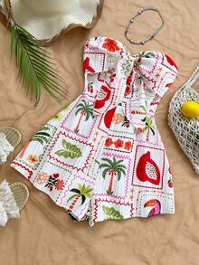 Soleia Bộ đồ liền thân hở lưng họa tiết hình bóng màu nước in hình xoắn phía trước dành cho nữ mùa xuân/hè Carnival Cruise Resort, dáng rộng, thích hợp mặc trong các dịp tiệc tùng, hẹn hò, ngày lễ tình nhân, mặc nhiều lớp - Nhiều màu - Xem 6