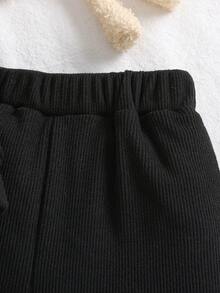 SHEIN 两件套男婴针织仿毛皮撞色圆领卫衣裤套装，适合秋冬季穿着。 - 彩色 - 查看 7