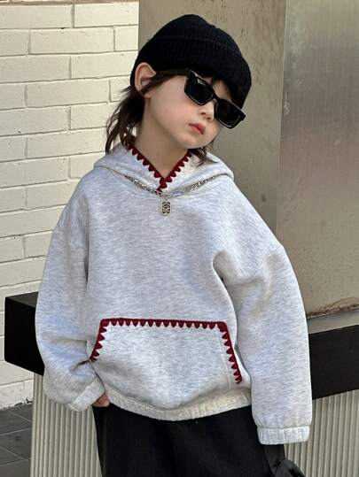 DAZY 男童撞色落肩宽松卫衣