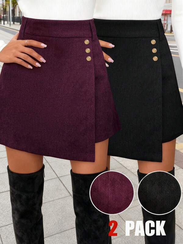 EMERY ROSE Plus Size Versatile Solid Color Wrap Shorts