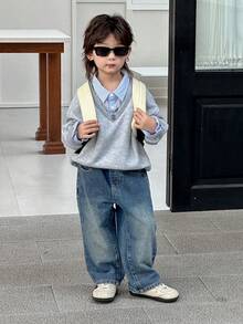 DAZY Young Boy Casual Washed Relaxed Elastic Waist Jeans