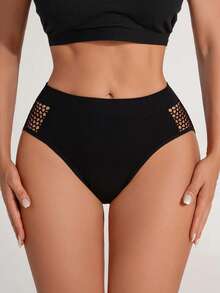 3pcs Solid Color Hollow Minimalist Seamless Comfortable Thong Panties - Multicolor - View 3