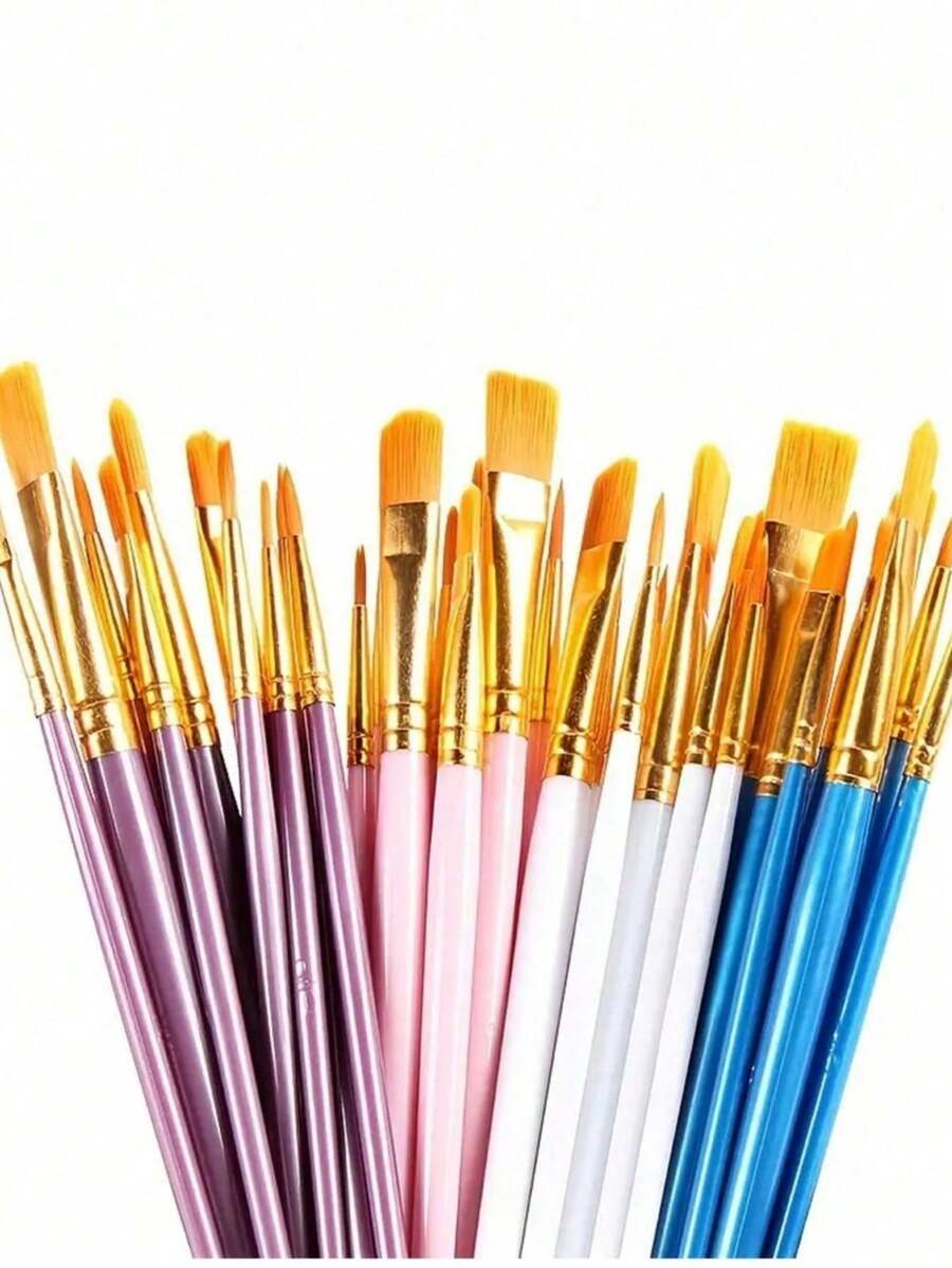 10支装艺术家画笔套装 - 适用于丙烯颜料、油画颜料、水彩颜料、面部彩绘、美甲、细节绘画和岩画,经久耐用,易于使用,可作为礼物,适合返校季和学习用品。 - 彩色 - 查看 1