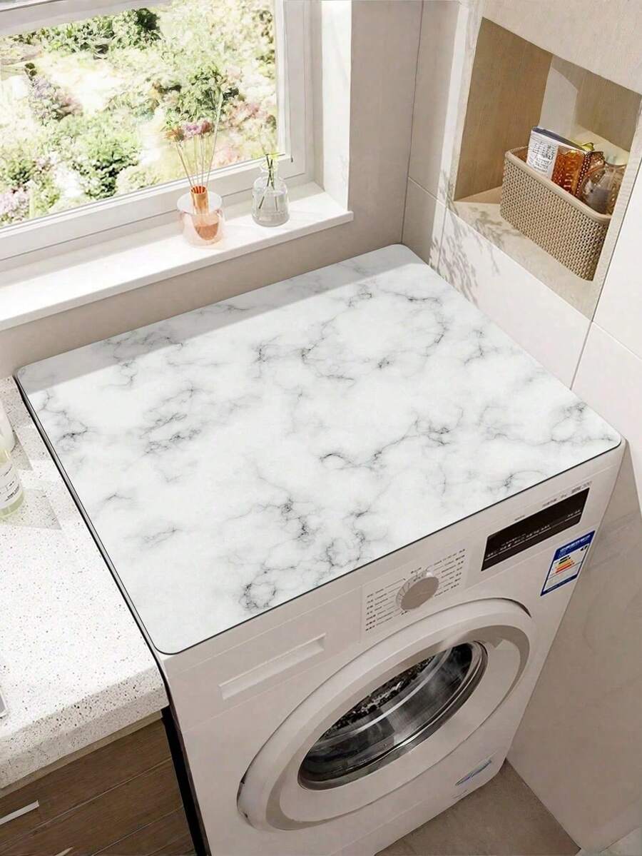 1 pieza/2 piezas Cubierta antipolvo para lavadora con estampado de mármol, Alfombrilla absorbente para encimera, Alfombrilla absorbente y de secado rápido para refrigerador, Cubierta antipolvo para horno microondas, Cubierta moderna para lavadora y secadora, Para cuarto de lavado y cocina, para escuela, oficina, hogar, viaje, bolsa, organizador, almacenamiento - Multicolor - Ver 1