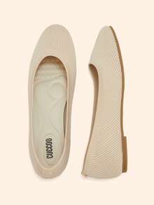 CUCCOO BASICS 女士尖头休闲日常百搭平底鞋 - 米色 - 查看 5