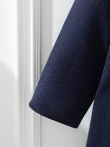 Souflis Young Boy Outfits Winter Outwear For Boy Elegant Casual Style Coat Outing, Long Sleeve Fleece Collar Thicker And Warmer Button Jacket