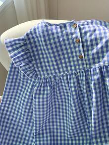 Comfortcana Women's Plaid Long Sleeve Round Neck Blouse - Blue - View 5