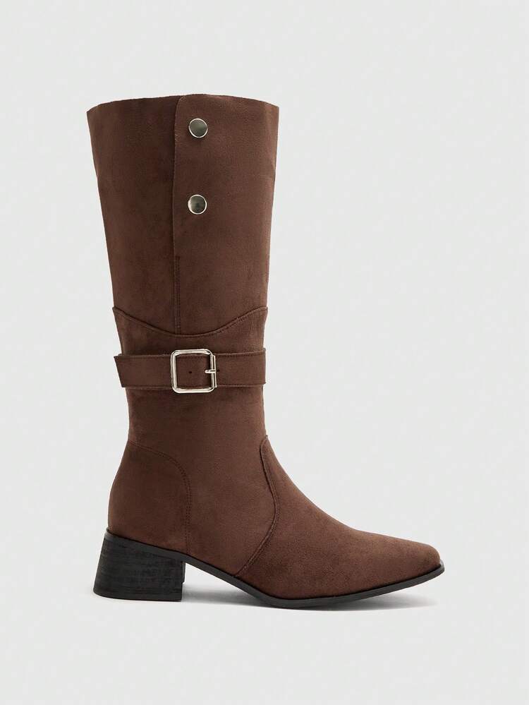 CUCCOO BIZCHIC 2025 Autumn/Winter New Fashionable Versatile Brown Slimming Chunky Heel Riding Boots For Women For Christmas