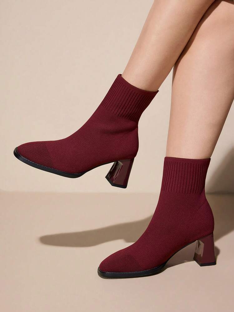 CUCCOO CURVES Women's Fashionable Elegant Commuter Thick High Heel Boots For Christmas