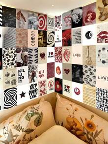 Bộ 50 tấm bưu thiếp nghệ thuật âm nhạc cổ điển, Bộ ảnh ghép retro, Tranh trang trí phòng thẩm mỹ, Bộ áp phích bóng cho tường phòng ngủ, Trang trí nhà cửa, Phòng khách, Văn phòng, Đồ dùng nghệ thuật, Không khung - Nhiều màu - Xem 2