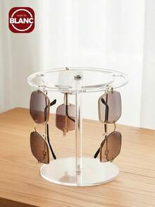 Madebyblanc 1pc Acrylic Sunglass Display Stand,Premium Clear 360° Rotatable Round Riser Stands,Clear Tabletop Glasses Holder Organizer. - Clear - View 2