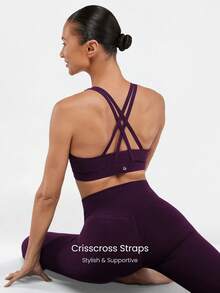 GLOWMODE FeatherFit™十字背帶運動胸罩 - 櫻桃可樂 - 查看 2