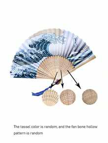 1 pieza Abanico plegable de flores de mano, abanico de mano, abanico de seda y bambú con borla, abanico plegable de mano calado para mujer, abanico plegable, abanico de mano con borla para uso al aire libre, viajes, baile, vestido cheongsam, accesorios para fotografía, decoración, regalos (vintage), color de borla aleatorio - multicolor - Ver 5