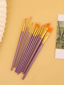 10支装艺术家画笔套装 - 适用于丙烯颜料、油画颜料、水彩颜料、面部彩绘、美甲、细节绘画和岩画，经久耐用，易于使用，可作为礼物，适合返校季和学习用品。 - 彩色 - 查看 11