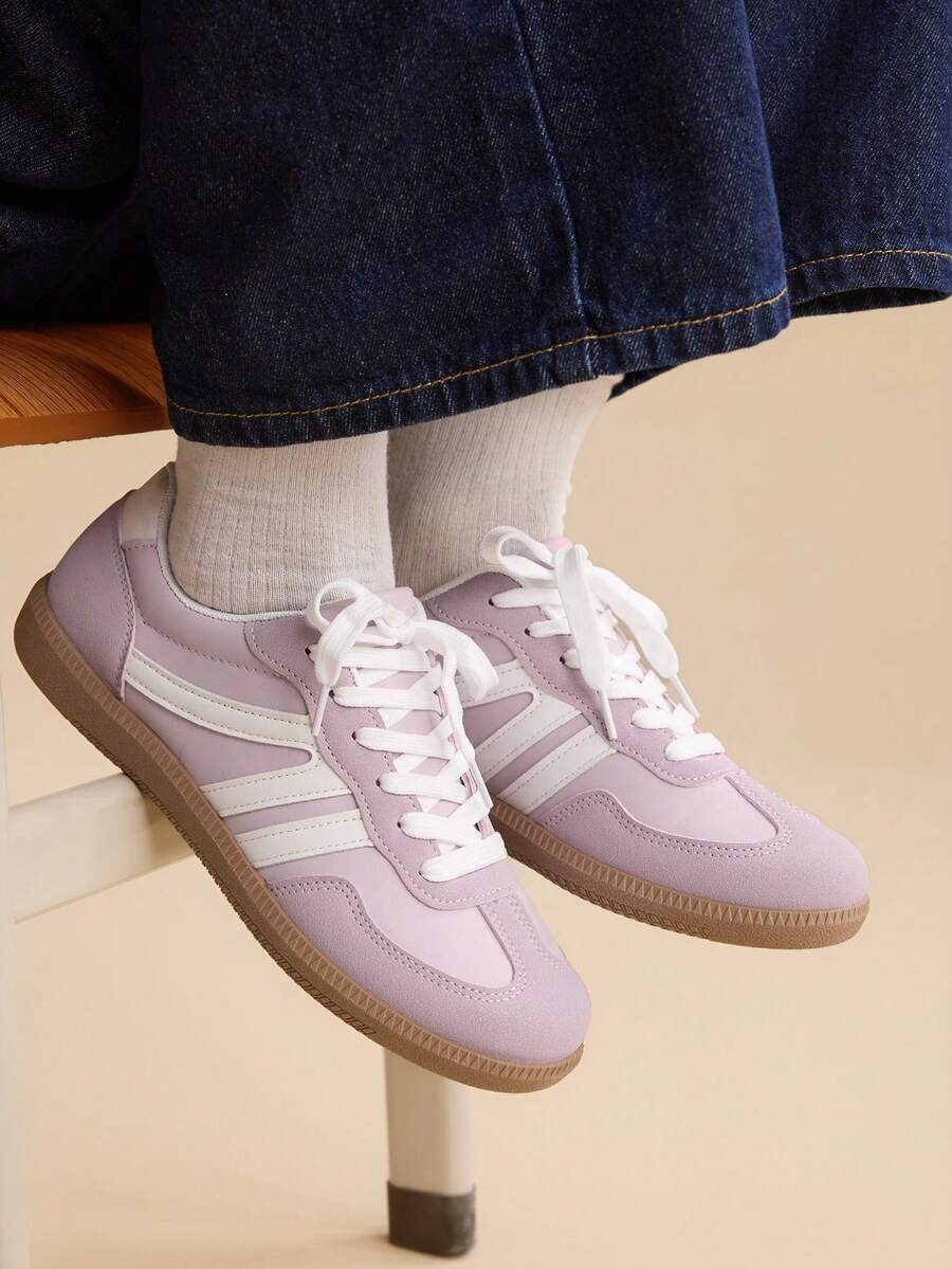 CUCCOO EASI Women's Casual Lace-Up Comfortable Flat Shoes For Christmas - Purple - View 1