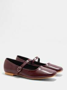 CUCCOO CURVES 女士休闲百搭宽楦平底鞋 - 酒紅色 - 查看 10