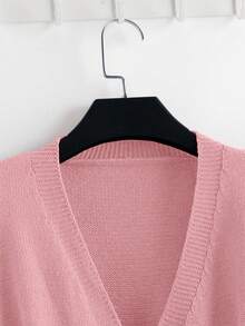 GlowEve New Elegant Button Decor Pullover Sweater, Minimalist European & American Style Fashion Knit Top - Pink - View 4