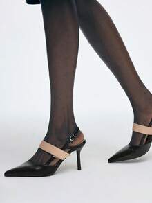 Mnmlis Tacones de aguja sin talón de moda casual para mujer - Negro - Ver 7
