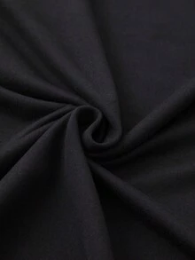 EMERY ROSE Camiseta de mujer talla grande con cuello redondo y estampado de eslogan, casual de verano - Negro - Ver 3