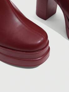 SHEIN X Lucía Bellido CUCCOO SZL 1 Pair Fashion Waterproof Platform Chunky Heel Ankle Boots For Christmas