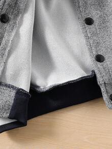 Genkimix Kids Boys' Grey Wool Blend Jacket With Black Letter Graphic Girls Jacket Boys Jacket - Grey - View 6