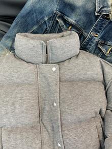 Franclia 女士时尚短款灰色羽绒服，冬季