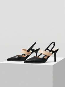 Mnmlis Tacones de aguja sin talón de moda casual para mujer - Negro - Ver 2