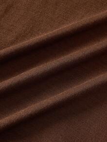 Men's Solid Color Casual Turtleneck Long Sleeve Pullover Sweater, Old Money Style, For Fall Winter - Brown - View 5