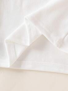 SHEIN 4件套女童白色简约抓绒长袖上衣和裤子四件套睡衣套装，秋冬季 - 白色 - 查看 6