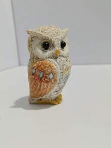 1件猫头鹰雕像装饰品 多功能办公收纳架 卧室现代简约可爱雕塑 猫头鹰爱好者收藏家礼物