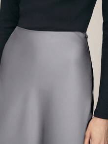 BizChic 2026春夏新款灰色鱼尾半身裙，优雅都市通勤日常百搭浪漫90年代复古风，适合圣诞节、新年、情人节、派对、海滩、毕业典礼、时尚、嘉年华、假日、婚礼宾客、休闲、浪漫等场合。 - 灰色 - 查看 5