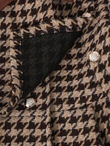 1pc Tween Girl Plaid Jacket With Waist Cinching, 2 In 1 Design, Suitable For Autumn/Winter - Coffee Brown - View 16