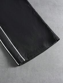 PAVTROS 男士休闲百搭夹克套装，街头风，宽松，印花，情侣装，朋友装，我爱我的男朋友，街头风格，情侣装，反光条纹结构线条 男士两件套 男士运动服套装 慢跑服 Y2K 运动套装 男士慢跑套装 - 黑色 - 查看 9