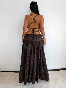 INAWLY 性感深V豹纹金属花朵装饰迷你连衣裙 - 彩色 - 查看 2