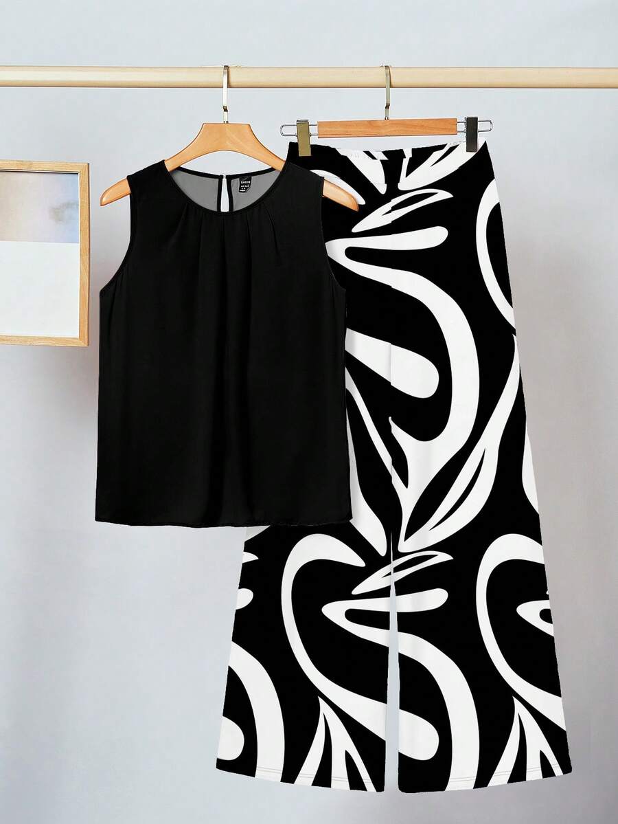 SHEIN Clasi 2pcs Women's Printed Pattern Set, Comfortable For Daily Wear And Commuting - Multicolor - View 1