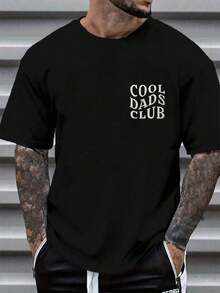 Manfinity Dauomo Men's Cool Dad Club Embroidered Short Sleeve T-Shirt - Black - View 5