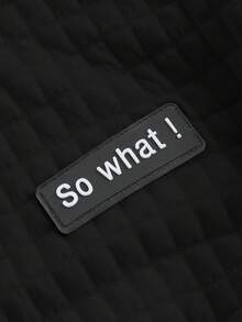 SHEIN Girlism 少女黑色印花套头连帽卫衣，休闲运动/校园/返校季，抽绳前襟，落肩设计，提花贴片，保暖运动套装 - 黑色 - 查看 3