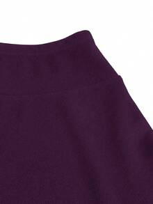 SHEIN LUNE Women's Solid Color Casual Commuter Versatile A-Line Skirt - Purple - View 4