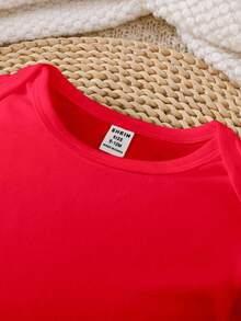 男婴中国新年印花短袖连体衣 - 紅色 - 查看 4