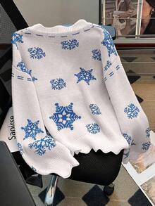 Franclia Casual Versatile New Snowflake Pattern Sweater For Women, Autumn/Winter - Blue - View 2