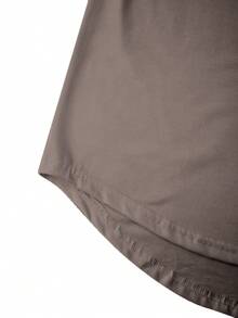 Manfinity Homme 男士休闲日常通勤简约百搭字母印花长袖T恤，春秋季 - 駝色 - 查看 3