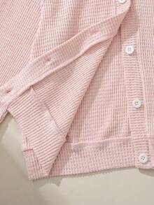 Souflis Child's 2pcs/Set Winter Clothing For Girl Elegant Casual Daily Style Outfits,Long Sleeve Solid Color Coat&Flower-Printing Simple White Dress - Pink - View 5