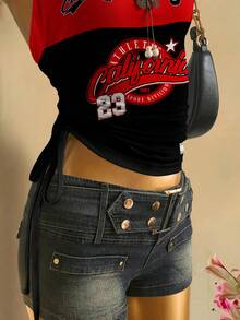 SHEIN EZwear 女士休闲抽绳系带短款抹胸 - 彩色 - 查看 5