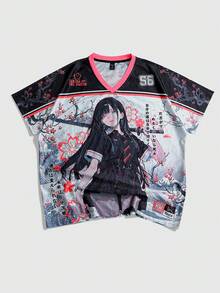 ROMWE MEN Spring/Summer Casual Graphic Men'S Anime Print Short Sleeve T-Shirt, Suitable For Spring/Summer - White - View 4