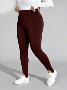 Enliva Leggings termici attillati da donna taglie forti, adatti per Ognissanti/Autunno/Inverno, per forme a mela, San Valentino, amore, regalo, romanticismo, Buon San Valentino, 2026, Capodanno - Castano - Visualizzare 7